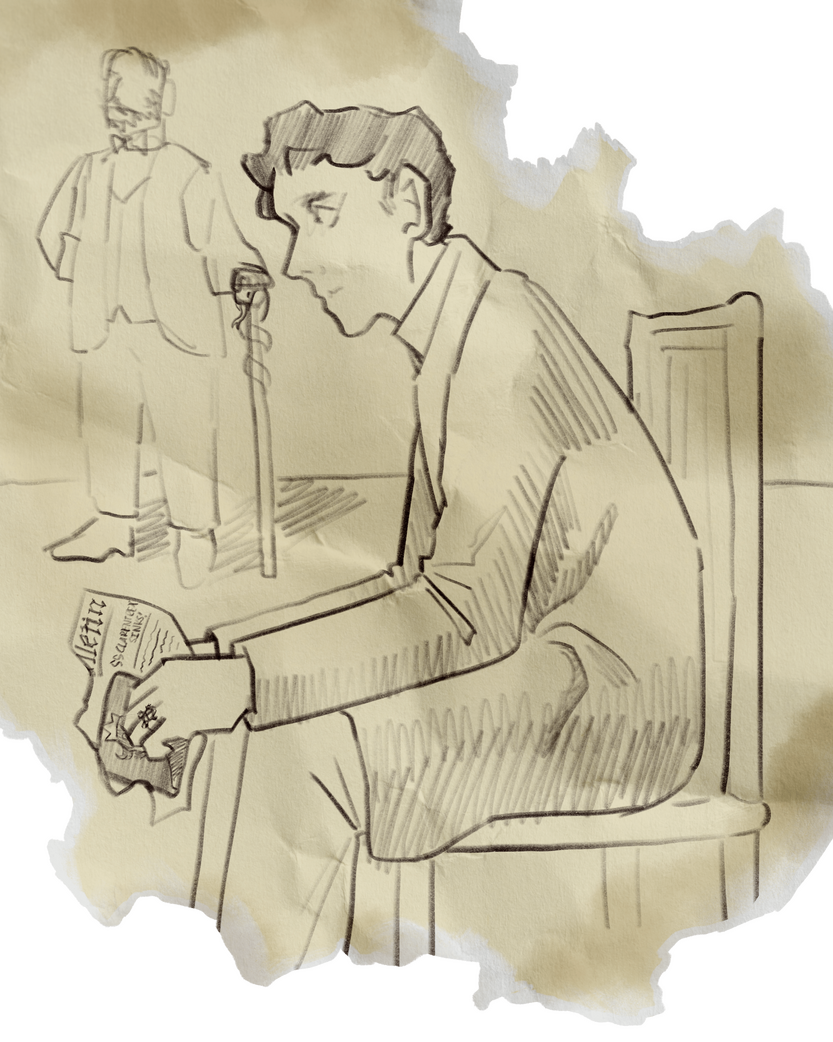 Two unidentified figures at the New York inquiry, 1914.