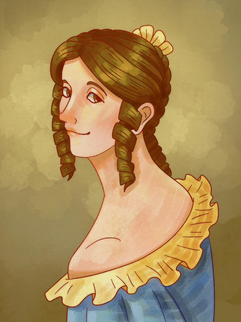 Colorized portrait of a woman. Item found in coat pocket of Captain Noah Seawright&#39;s uniform.